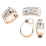 2.35 Carat (ctw) 14K Rose Gold Round Baguette & Marquise Diamond Ladies Bridal Engagement Ring