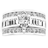 2.35 Carat (ctw) 14K White Gold Round Baguette & Marquise Diamond Ladies Bridal Engagement Ring