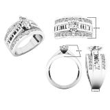 2.35 Carat (ctw) 14K White Gold Round Baguette & Marquise Diamond Ladies Bridal Engagement Ring