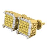 0.30 Carat (ctw) Sterling Silver Round Yellow & White Diamond Ladies Dice Stud Earrings 1/3 CT