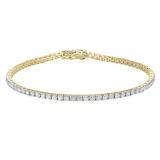 3.00 Carat (ctw) 10K Yellow Gold Round White Diamond Ladies Tennis Bracelet
