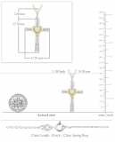 Sterling Silver 4 MM Heart Opal & Round White Diamond Ladies Heart Cross Pendant