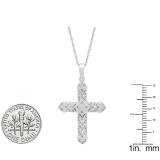 0.25 Carat (ctw) Sterling Silver Round Champagne Diamond Ladies Vintage Style Cross Pendant 1/4 CT