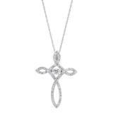 0.33 Carat (ctw) 10K White Gold Round Dancing White Diamond Ladies Looping Cross Pendant 1/3 CT