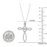 0.33 Carat (ctw) 10K White Gold Round Dancing White Diamond Ladies Looping Cross Pendant 1/3 CT