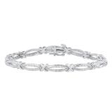 0.25 Carat (ctw) Sterling Silver Round White Diamond Ladies Infinity Tennis Link Bracelet 1/4 CT