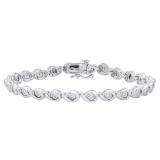 0.25 Carat (ctw) Sterling Silver Round White Diamond Ladies Bezel Bracelet 1/4 CT