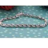 0.25 Carat (ctw) Sterling Silver Round White Diamond Ladies Bezel Bracelet 1/4 CT
