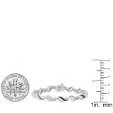 0.35 Carat (ctw) Sterling Silver Round Blue & White Diamond Ladies Infinity Tennis Bracelet 1/3 CT