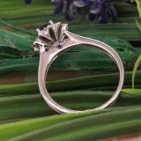 10K White Gold 5 MM Round Amethyst Ladies Starbusrt Solitaire Engagement Ring