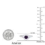 10K White Gold 5 MM Round Amethyst Ladies Starbusrt Solitaire Engagement Ring