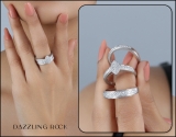 0.12 Carat (ctw) Sterling Silver Round White Diamond Men's & Women's Engagement Ring Trio Set