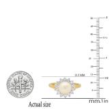 10K Yellow Gold 8 MM Round White Freshwater Pearl & White Diamond Ladies Illusion Engagement Ring