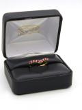 10K Yellow Gold Round Ruby & White Diamond Ladies Wedding Stackable Chevron Guard Band