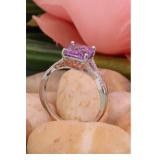 10K White & Rose Gold 8 MM Cushion Amethyst & Round Diamond Ladies Split Shank Engagement Ring