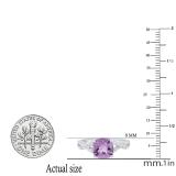 10K White & Rose Gold 8 MM Cushion Amethyst & Round Diamond Ladies Split Shank Engagement Ring