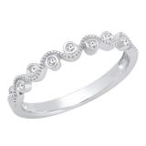 0.07 Carat (ctw) 10K White Gold Round White Diamond Ladies Milgrain Wedding Stackable Band