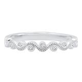 0.07 Carat (ctw) 10K White Gold Round White Diamond Ladies Milgrain Wedding Stackable Band