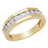 0.13 Carat (ctw) 10K Yellow Gold Round White Diamond Men's Illusion Wedding Band
