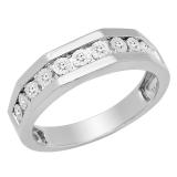 0.13 Carat (ctw) 14K White Gold Round White Diamond Men's Illusion Wedding Band