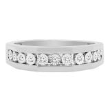 0.13 Carat (ctw) 14K White Gold Round White Diamond Men's Illusion Wedding Band