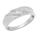 0.08 Carat (ctw) 10K White Gold Round White Diamond Men's 7 Stone Anniversary Wedding Band