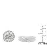 0.08 Carat (ctw) 10K White Gold Round White Diamond Men's 7 Stone Anniversary Wedding Band