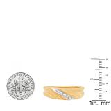 0.08 Carat (ctw) 10K Yellow Gold Round White Diamond Men's 7 Stone Anniversary Wedding Band