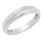 0.05 Carat (ctw) 14K White Gold Round White Diamond Men's Anniversary Wedding Band