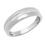 0.05 Carat (ctw) 10K White Gold Round White Diamond Men's Wedding Anniversary Band