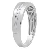 0.05 Carat (ctw) 10K White Gold Round White Diamond Men's Wedding Anniversary Band