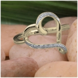 0.05 Carat (ctw) 14K Yellow Gold Round Diamond Ladies Crossover Heart Promise Engagement Ring