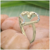 0.05 Carat (ctw) 14K Yellow Gold Round Diamond Ladies Crossover Heart Promise Engagement Ring