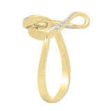 0.05 Carat (ctw) 14K Yellow Gold Round Diamond Ladies Crossover Heart Promise Engagement Ring
