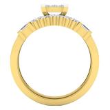 0.60 Carat (ctw) 10K Yellow Gold Round Baguette & Princess Diamond Ladies Engagement Ring Set