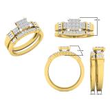 0.60 Carat (ctw) 10K Yellow Gold Round Baguette & Princess Diamond Ladies Engagement Ring Set