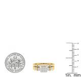 0.60 Carat (ctw) 10K Yellow Gold Round Baguette & Princess Diamond Ladies Engagement Ring Set