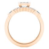 0.60 Carat (ctw) 14K Rose Gold Round Baguette & Princess Diamond Ladies Engagement Ring Set