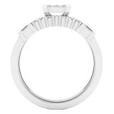 0.60 Carat (ctw) 14K White Gold Round Baguette & Princess Diamond Ladies Engagement Ring Set