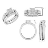 0.60 Carat (ctw) 14K White Gold Round Baguette & Princess Diamond Ladies Engagement Ring Set