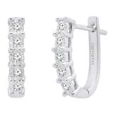 0.30 Carat (ctw) Sterling Silver Round White Diamond Ladies Hoop Earrings 1/3 CT