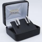 0.30 Carat (ctw) Sterling Silver Round White Diamond Ladies Hoop Earrings 1/3 CT