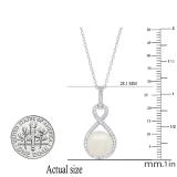 Sterling Silver 10 MM Round White Freshwater Pearl & Diamond Ladies Infinity Pendant