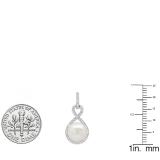 Sterling Silver 8 MM Each Round White Freshwater Pearl & Diamond Ladies Infinity Drop Earrings