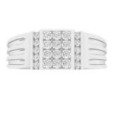 0.25 Carat (ctw) 18K White Gold Round White Diamond Men's Square Ring 1/4 CT