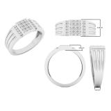 0.25 Carat (ctw) 18K White Gold Round White Diamond Men's Square Ring 1/4 CT
