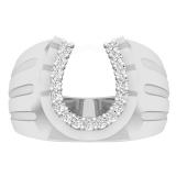 0.25 Carat (ctw) 10K White Gold Round White Diamond Men's Fashion Horseshoe Ring 1/4 CT