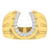 0.25 Carat (ctw) 10K Yellow Gold Round White Diamond Men's Fashion Horseshoe Ring 1/4 CT
