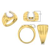 0.25 Carat (ctw) 10K Yellow Gold Round White Diamond Men's Fashion Horseshoe Ring 1/4 CT