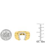 0.25 Carat (ctw) 10K Yellow Gold Round White Diamond Men's Fashion Horseshoe Ring 1/4 CT